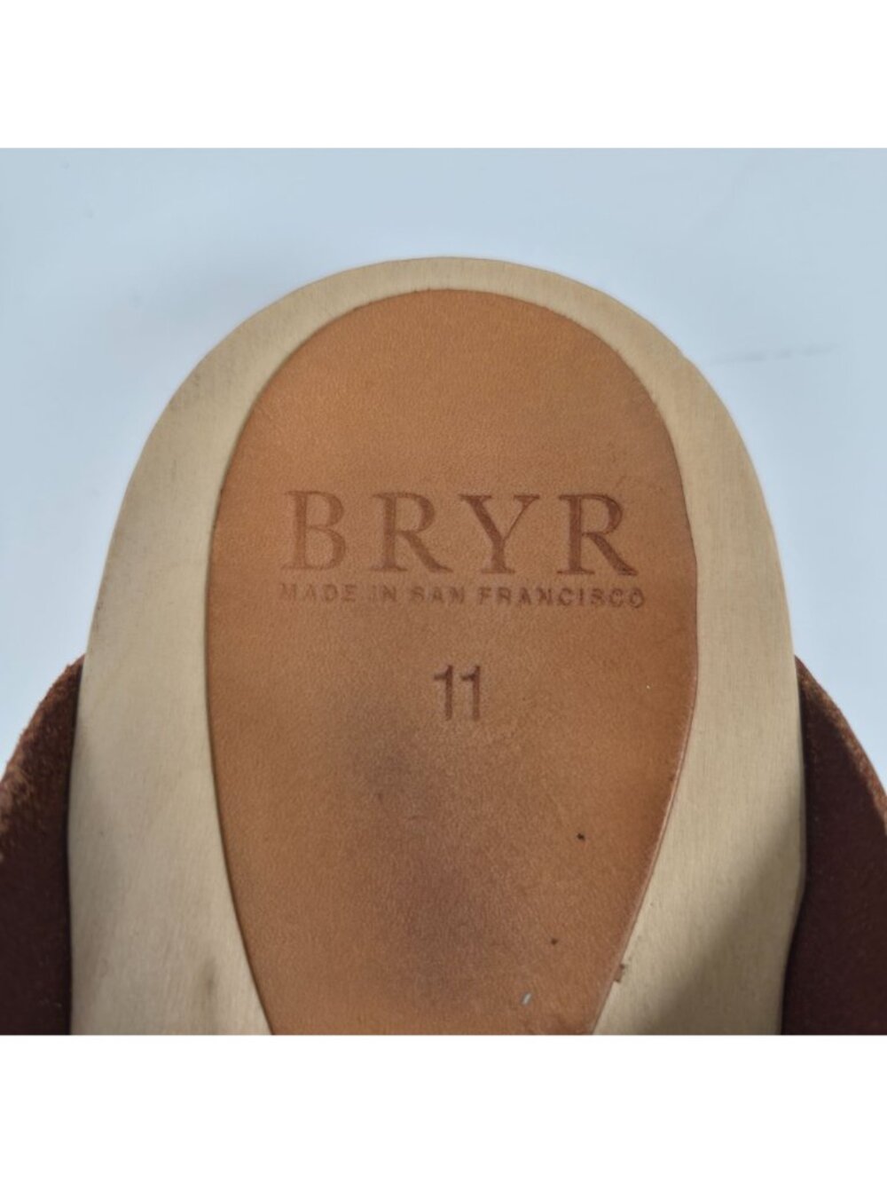 Bryr Handmade Women's Crafted in San Francisco Brown Leather Clogs US Size 11 - Picture 9 of 9